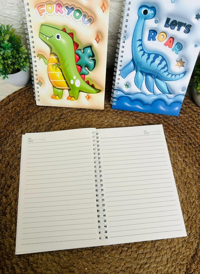 Radhya Accessories Cute 3D Printed Design Spiral Diary for Kids Dino Notebooks Dinosaur Animal Spiral Pads planners (Pack of 2) - Image 3