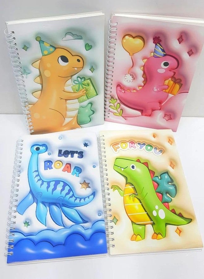 Radhya Accessories Cute 3D Printed Design Spiral Diary for Kids Dino Notebooks Dinosaur Animal Spiral Pads planners (Pack of 2) - Image 1