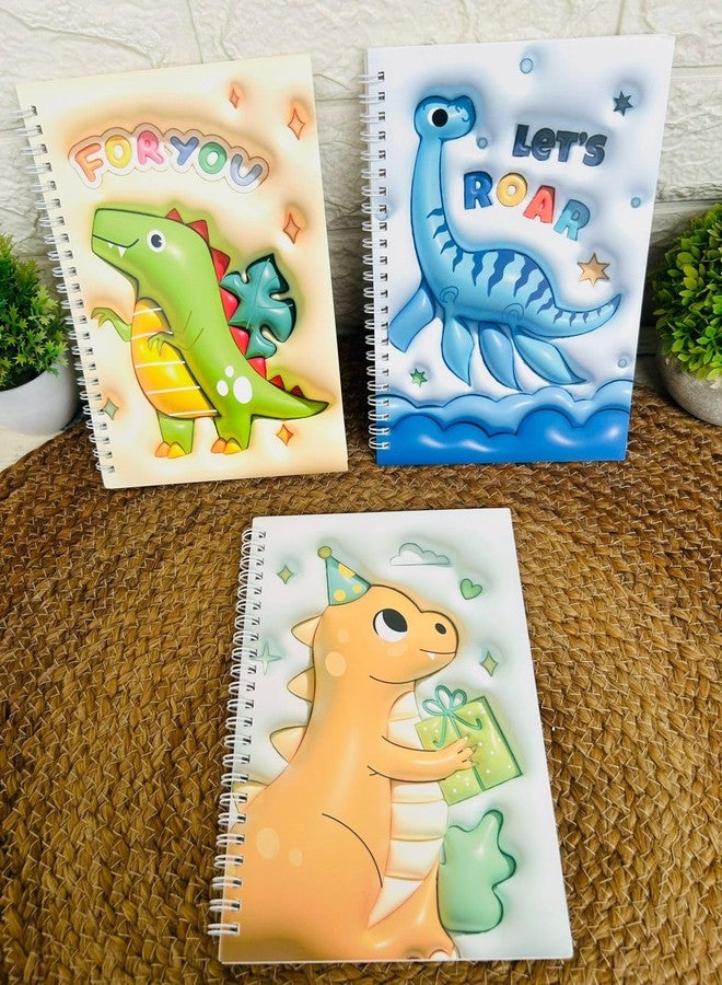 Radhya Accessories Cute 3D Printed Design Spiral Diary for Kids Dino Notebooks Dinosaur Animal Spiral Pads planners (Pack of 2) - Image 5