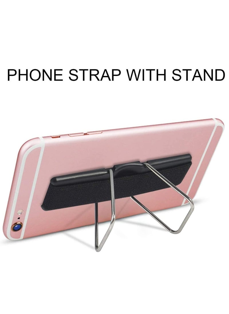 4 Pcs Phone Finger Holder Back of Phone Grip with Stand Compatible with iPhone Samsung and Most Smartphones(Black Black Silver Rose Gold 4PCS)