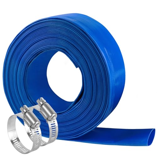 Eastrans 2 IN x 50 FT Pool Backwash Hose, Heavy Duty Flat Discharge Hose, Weather and Burst Resistant, Best Pool Hoses for Inground Pools, Pool Filter Hose & Pool Drain Hose - Image 1