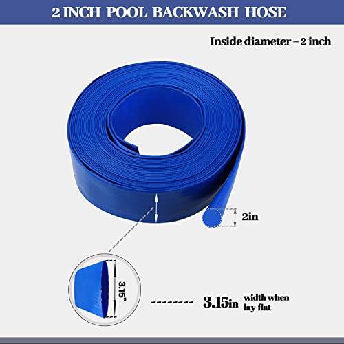 Eastrans 2 IN x 50 FT Pool Backwash Hose, Heavy Duty Flat Discharge Hose, Weather and Burst Resistant, Best Pool Hoses for Inground Pools, Pool Filter Hose & Pool Drain Hose - Image 3