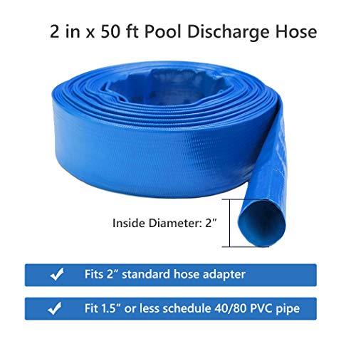 Eastrans 2 IN x 50 FT Pool Backwash Hose, Heavy Duty Flat Discharge Hose, Weather and Burst Resistant, Best Pool Hoses for Inground Pools, Pool Filter Hose & Pool Drain Hose - Image 4