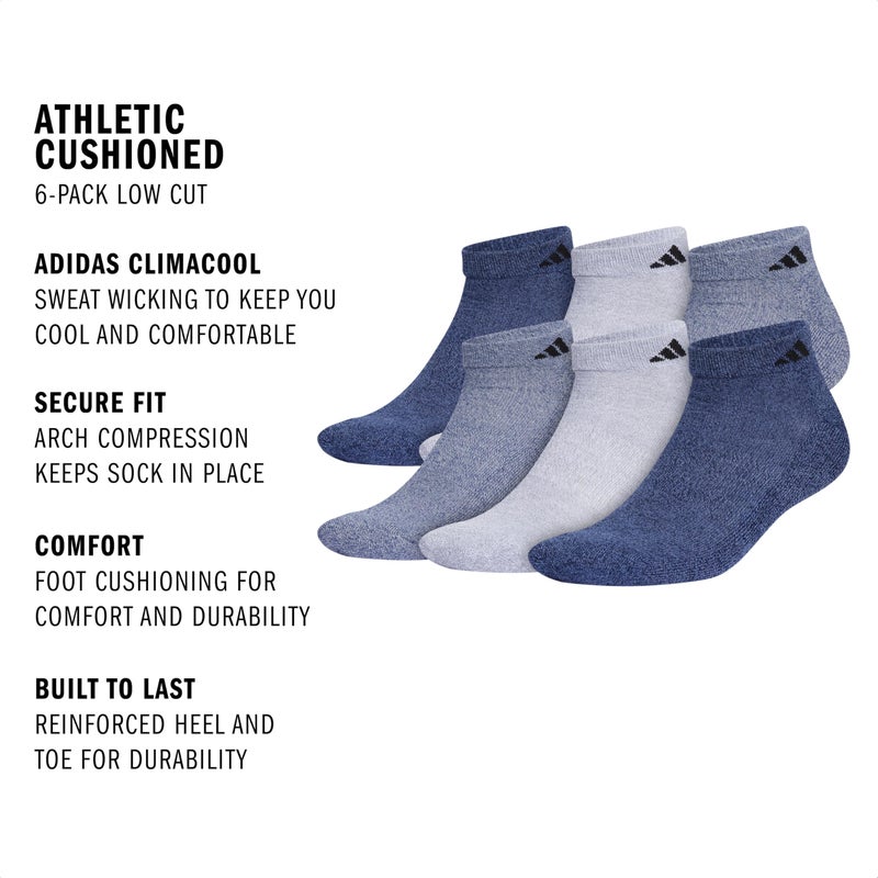 adidas Mens Athletic Cushioned Low Cut Ankle Socks (6-Pair Pack) - Image 2