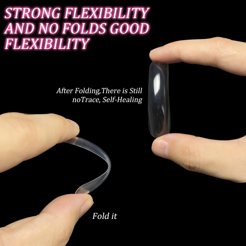 panthra 500pcs Long Curved Nail Tips, Curved Square Press on Nails, 10 Different Sizes, Transparent Design, Stylish and Simple, Suitable for Nail Salon Home Diy - Image 3