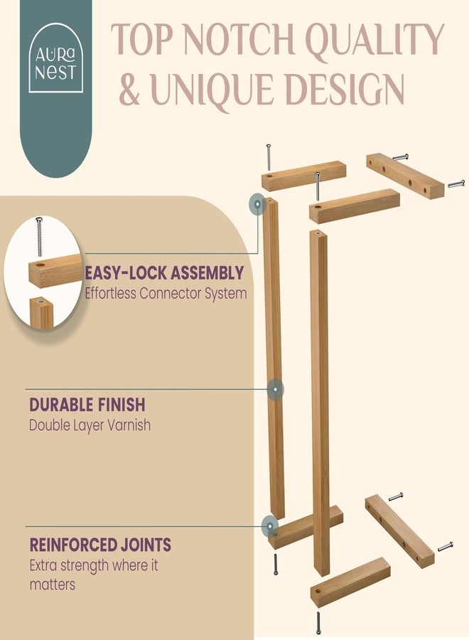 Auranest Aura Nest Bamboo Towel Racks - Vertical Wood Towel Rack Bamboo Bathroom Accessories, Storage, Wall Towel Rack for Rolled Towels for Bathroom Furniture, Spa Furniture and Decor (Natural, Medium) - Image 3