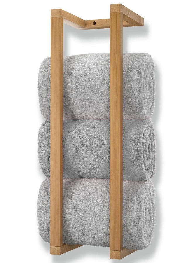 Auranest Aura Nest Bamboo Towel Racks - Vertical Wood Towel Rack Bamboo Bathroom Accessories, Storage, Wall Towel Rack for Rolled Towels for Bathroom Furniture, Spa Furniture and Decor (Natural, Medium) - Image 1