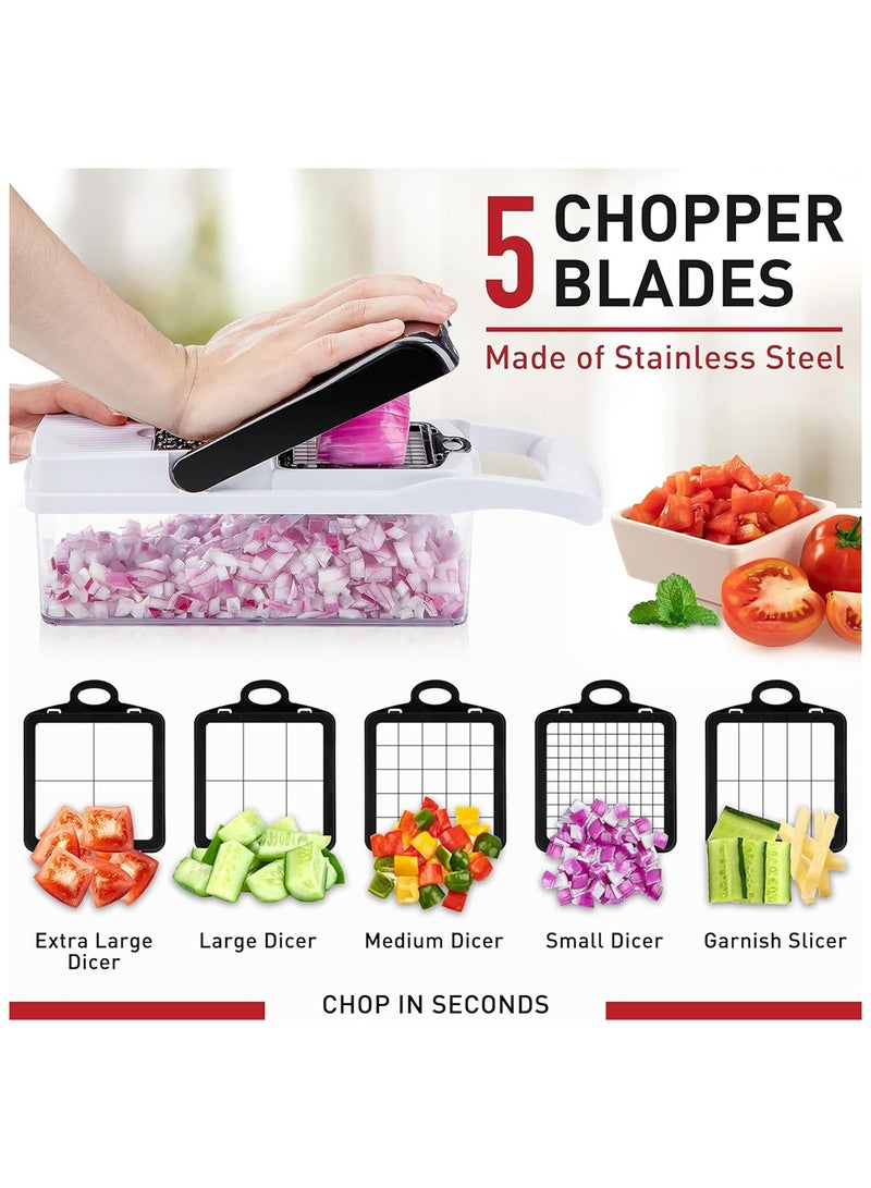 22 in 1 Multifunctional Vegetable Chopper Food Processor with Anti-Slip Container and Draining Basket Fruit Slicer Veggie Dicer Cutter  - Image 3