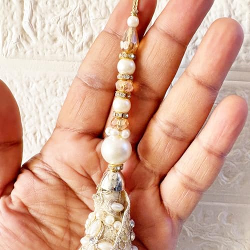 Adikala Craft Store Handmade Ethnic Latkan Tassel Set of 2 for Saree Pallu, Blouse, Suits, Dupatta, Lehenga Decor (Floral Cone) - Image 3