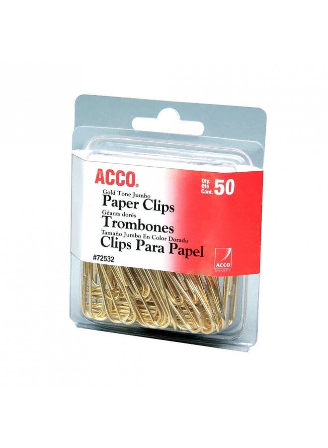 ACCO Paper Clips, Jumbo, Smooth, Gold, 50 Clips/Box (72532) - Image 2