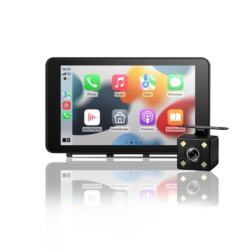 AutoSky 7" Wireless CarPlay & Android Auto Screen with Backup Camera â€“ Portable FM + Bluetooth Dashboard Display for Older Cars with Mirror Link Feature â€“ AutoSky - Image 1