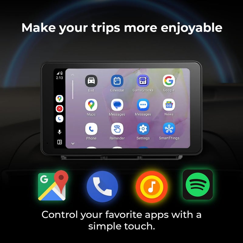 AutoSky 7" Wireless CarPlay & Android Auto Screen with Backup Camera â€“ Portable FM + Bluetooth Dashboard Display for Older Cars with Mirror Link Feature â€“ AutoSky - Image 2