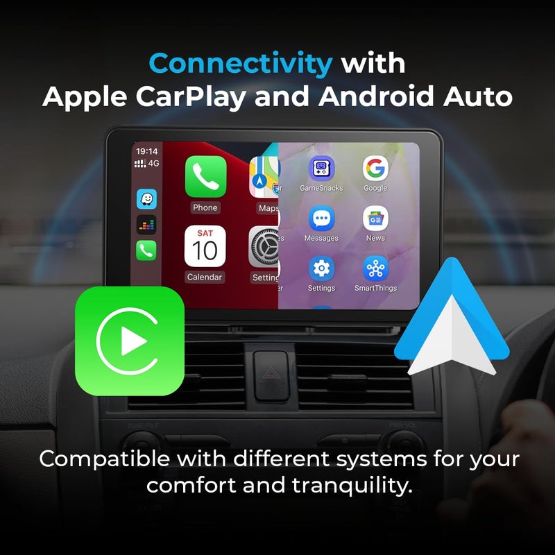 AutoSky 7" Wireless CarPlay & Android Auto Screen with Backup Camera â€“ Portable FM + Bluetooth Dashboard Display for Older Cars with Mirror Link Feature â€“ AutoSky - Image 3