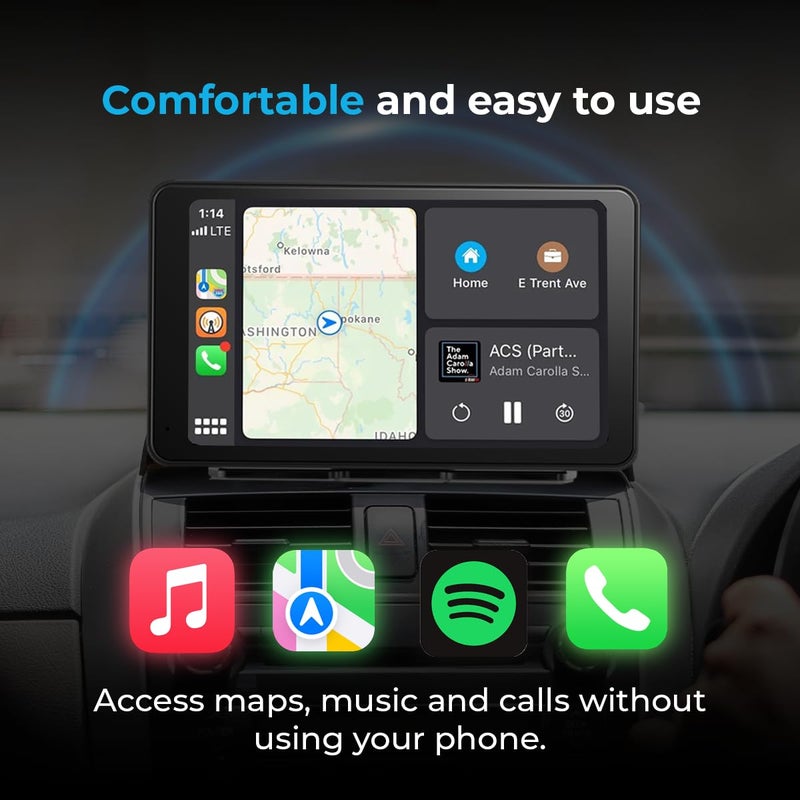 AutoSky 7" Wireless CarPlay & Android Auto Screen with Backup Camera â€“ Portable FM + Bluetooth Dashboard Display for Older Cars with Mirror Link Feature â€“ AutoSky - Image 5