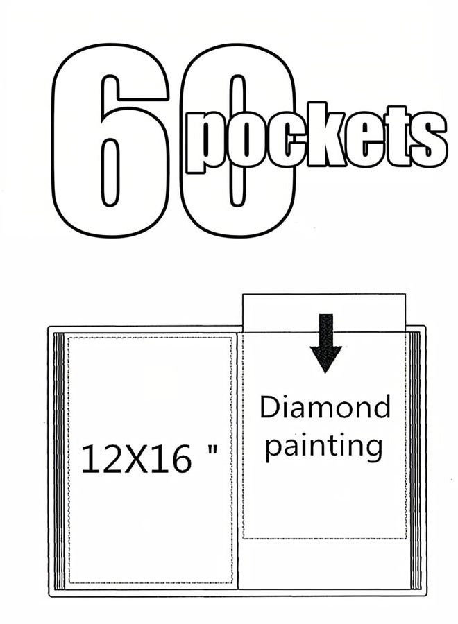 NIHOJIUMA Diamond Painting Storage Book, 60 Pages Diamond Art Portfolio Presentation Book for 12x16 Diamond Art, Diamond Art Portfolio. - Image 2