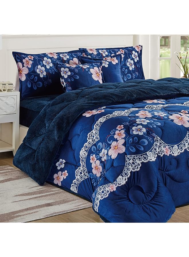 إيروريكس طقم لحاف شتوي دافئ وناعم من الفرو المخملي مقاس مفرد 160 - Image 3