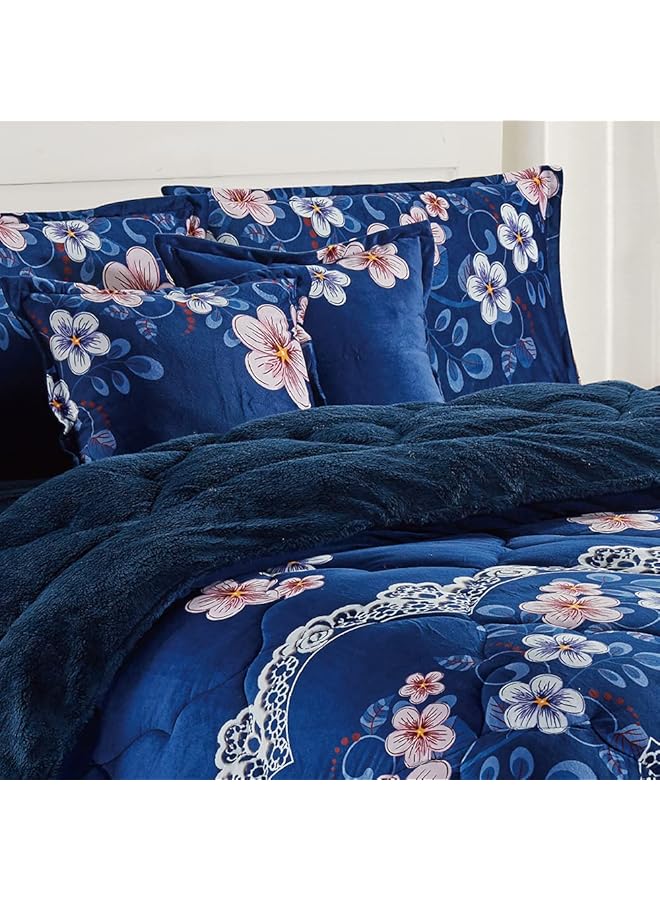 إيروريكس طقم لحاف شتوي دافئ وناعم من الفرو المخملي مقاس مفرد 160 - Image 5