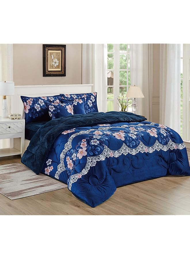 إيروريكس طقم لحاف شتوي دافئ وناعم من الفرو المخملي مقاس مفرد 160 - Image 1