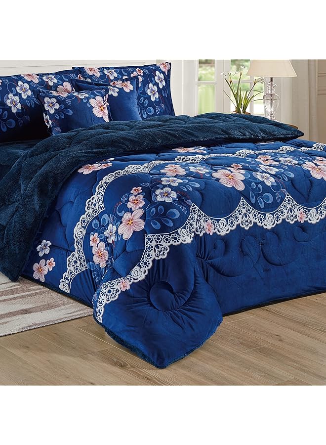 إيروريكس طقم لحاف شتوي دافئ وناعم من الفرو المخملي مقاس مفرد 160 - Image 2