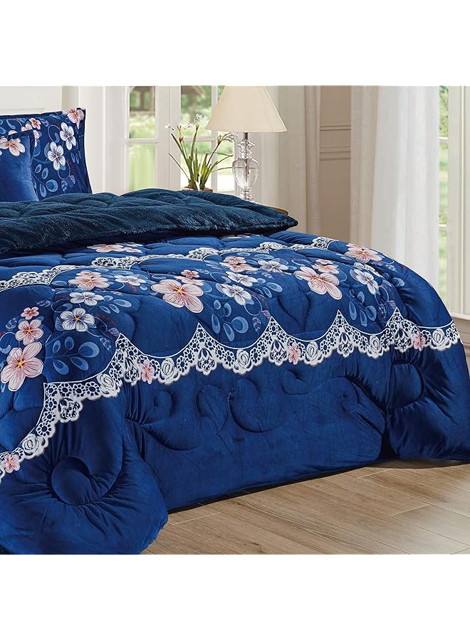 إيروريكس طقم لحاف شتوي دافئ وناعم من الفرو المخملي مقاس مفرد 160 - Image 4