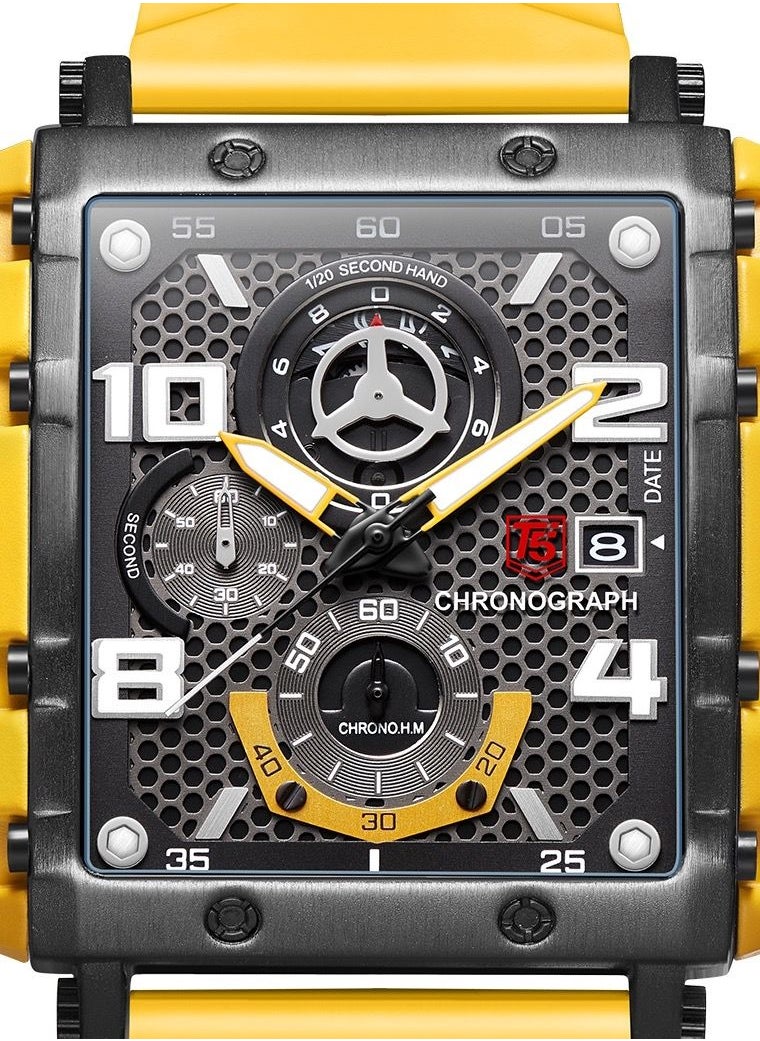 T5 Men's Chronograph Square Dial Silicone Strap Watch
