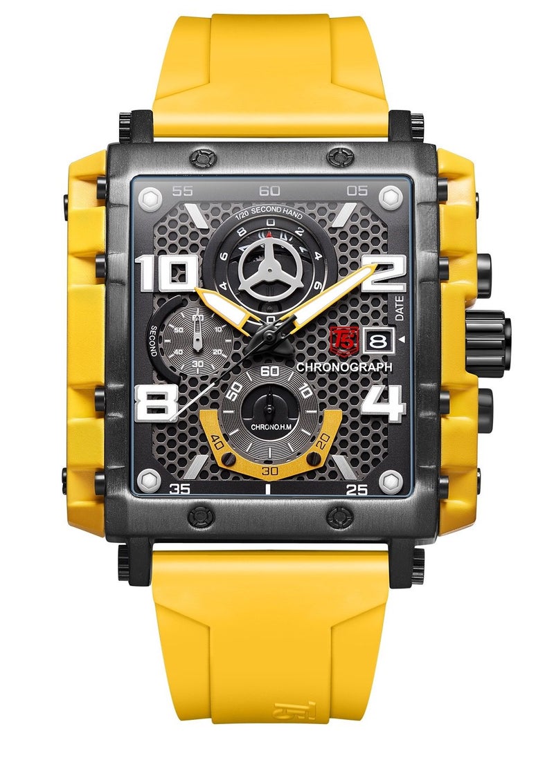 T5 Men's Chronograph Square Dial Silicone Strap Watch