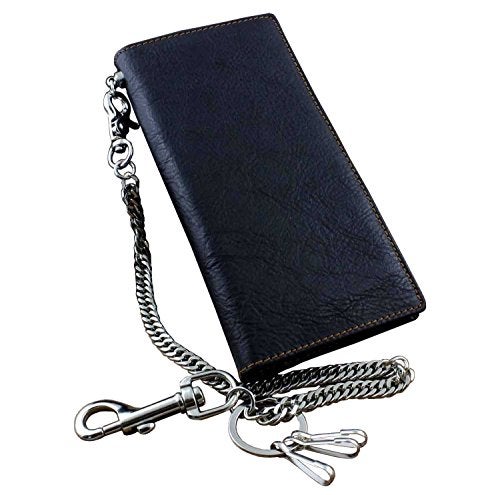 vogueteen Real Leather Mens Biker Card/Money Long Wallet Purse W/Jeans Key Chain - Image 1
