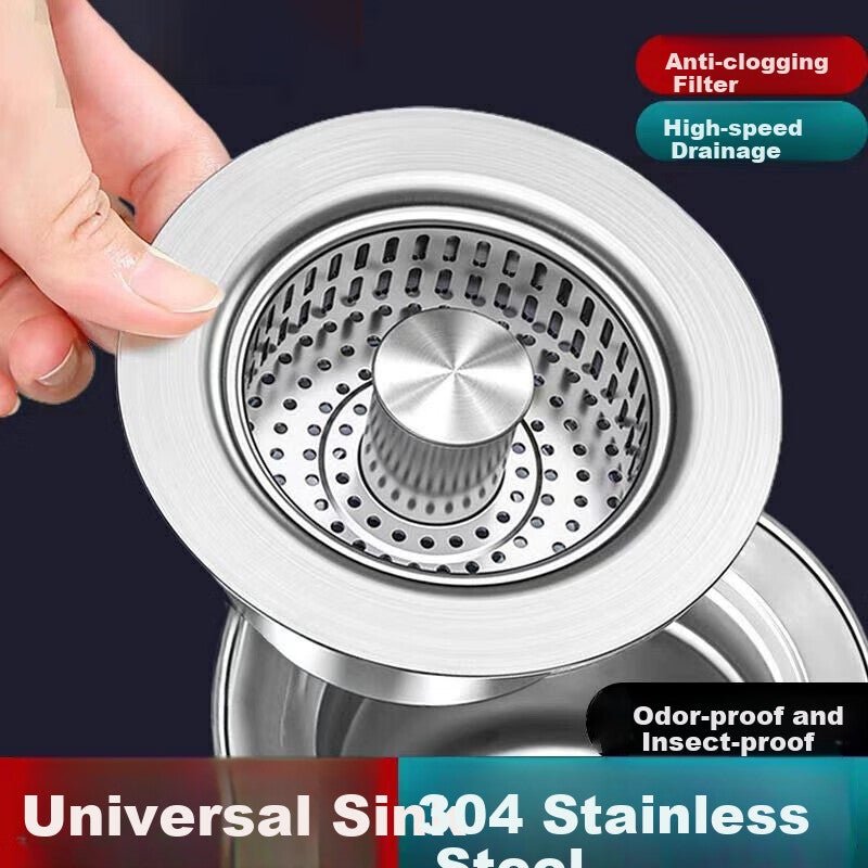 Shangmeide Stainless Steel Sink Strainer, Kitchen Sink Pop-Up Core, Vegetable Washing Basin Drain Stopper, Anti-Clogging for Sewers - Image 1