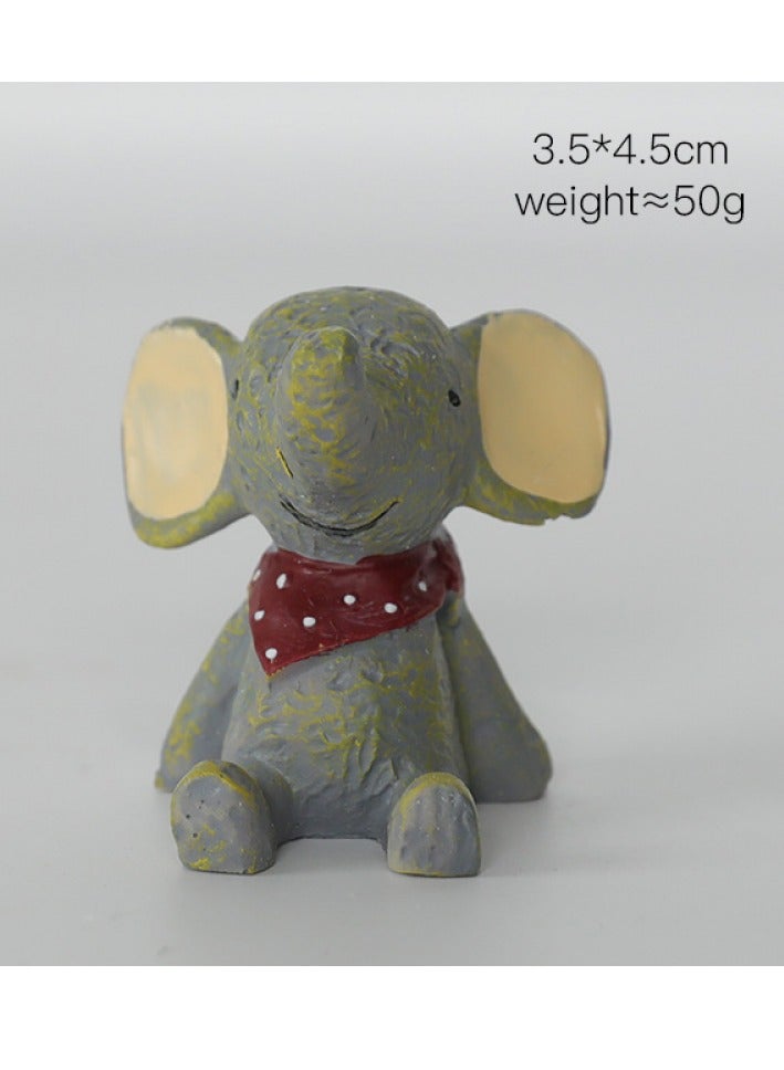 Y&D Looking Up At The Starry Sky Small Animal Ornaments Mini Animal Ornaments Home Decorations-Baby Elephant Red Scarf