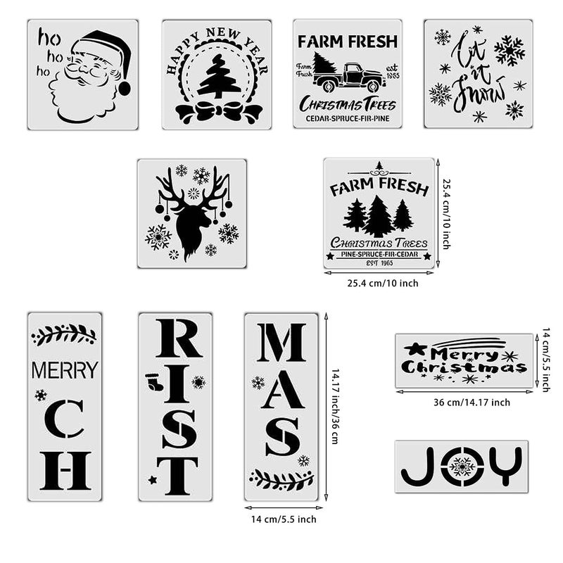 TULOBI 11Pcs Reusable Christmas Stencils for Painting On Wood, Large Merry Christmas Stencils Farmhouse Christmas Wood Signs for Signs, DIY Crafts Stencil Set Including Snowflakes,Reindeer,Etc Stencil - Image 3