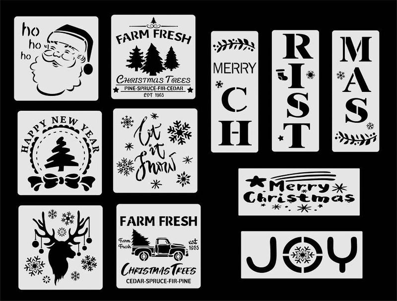 TULOBI 11Pcs Reusable Christmas Stencils for Painting On Wood, Large Merry Christmas Stencils Farmhouse Christmas Wood Signs for Signs, DIY Crafts Stencil Set Including Snowflakes,Reindeer,Etc Stencil - Image 2