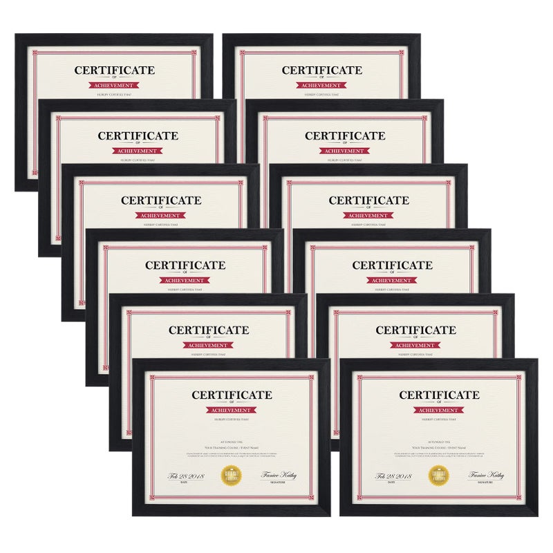 Giftgarden Black 85x11 Picture Frame Set of 12 Multi 85 x 11 Frames Bulk for Award Certificate Document Diploma Wall or Tabletop Display