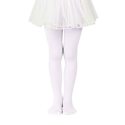 Zando White Tights for Girls 10-12 - White Ballet Tights for Girls 10-12 Ultra Soft Elastic Ballet Footed Halloween Tight Girl for Daily School Christmas 9-14 Years - Image 1