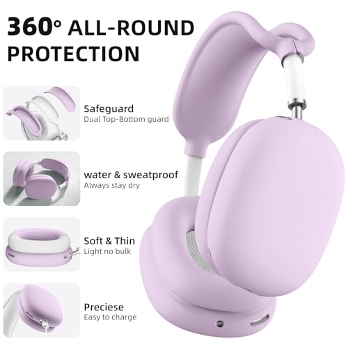 Lerobo Silicone Case Cover for AirPods Max Headphone, Ear Pad Case Cover/Ear Cups Cover/Headband Cover for AirPod Max, Silicone Apple AirPods Max Accessories, Purple - Image 5