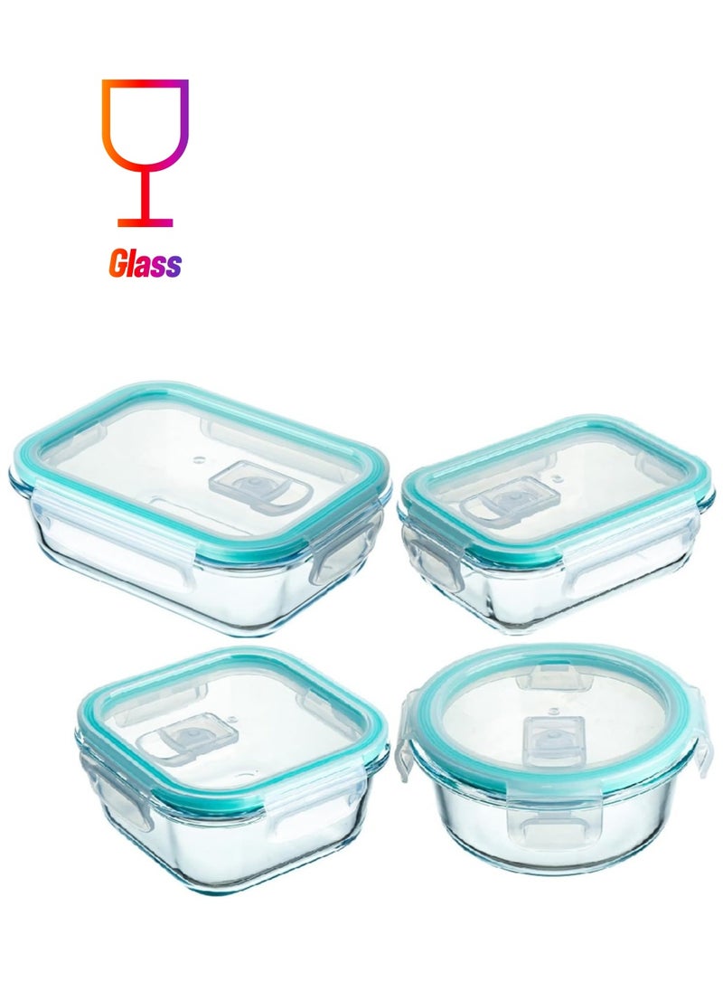 TYCOM Glass Meal Prep Containers (4 pcs Mixed) - Glass Food Storage Containers with Lids, Glass Lunch Box, Portion Control, Airtight, Glass Bento Box Lunch Containers- 4P  - Image 1