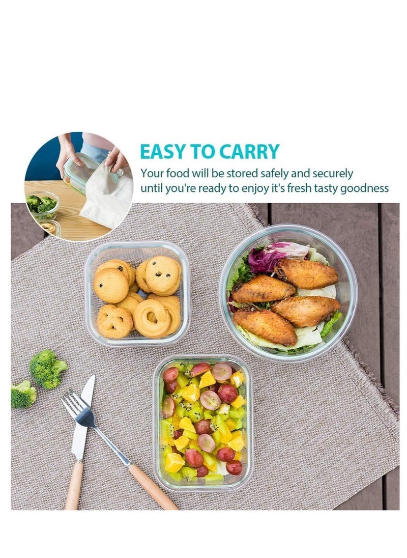 TYCOM Glass Meal Prep Containers (4 pcs Mixed) - Glass Food Storage Containers with Lids, Glass Lunch Box, Portion Control, Airtight, Glass Bento Box Lunch Containers- 4P  - Image 5