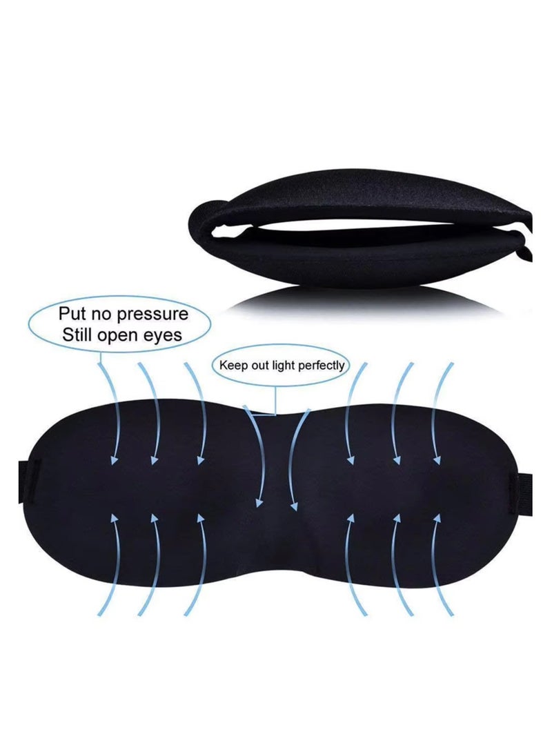 TWEGGON - 3D Sleeping Mask Blocking Light Sleep Eye Mask Memory Foam Eyeshade Soft Padded Slaapmasker EyePatch Travel Sleeping Aid with Earplug Blue - Image 1