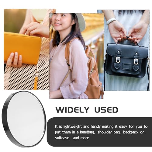 HEALLILY 7. 5cm 5X Magnifying Glass Mirror Small Round Wall Mirror Cosmetic Makeup Mirror Pocket Mirror Bathroom Mirror with Suction Cups (Black) - Image 2