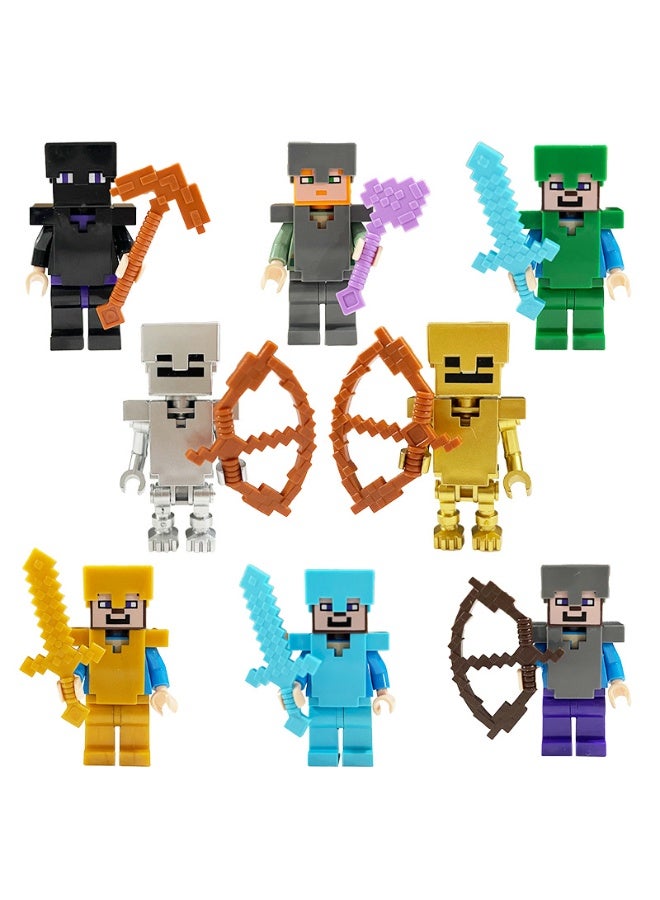ماين كرافت مجموعة ديكور صغيرة من 24 قطعة - زينة لعبة بكسل - زينة تعليمية من مكعبات البناء للجميع، زينة معلقة لخزانة التلفزيون في غرفة المعيشة، ديكور غرفة الأطفال، هدية عيد ميلاد بموضوع الفضاء (متعددة الألوان) - Image 2