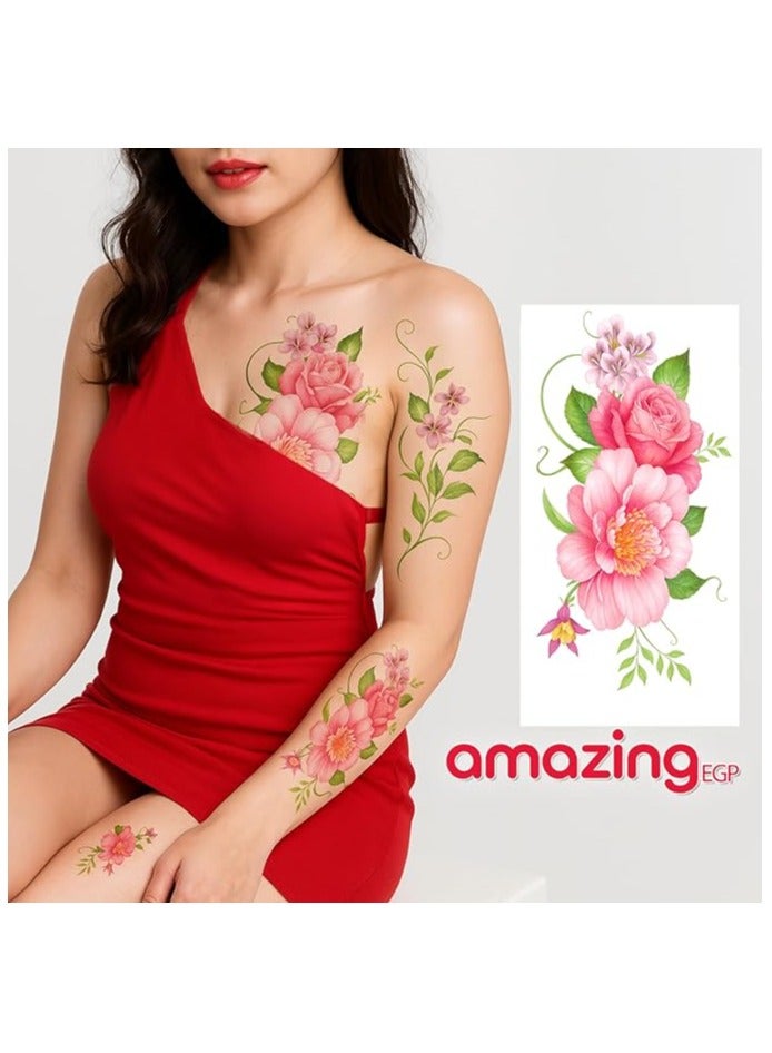 amazing.EGP Amazing IGB Waterproof Temporary Tattoo Flower Design Easy to Stick and Remove for Women Girls TBX-9031 - Image 2