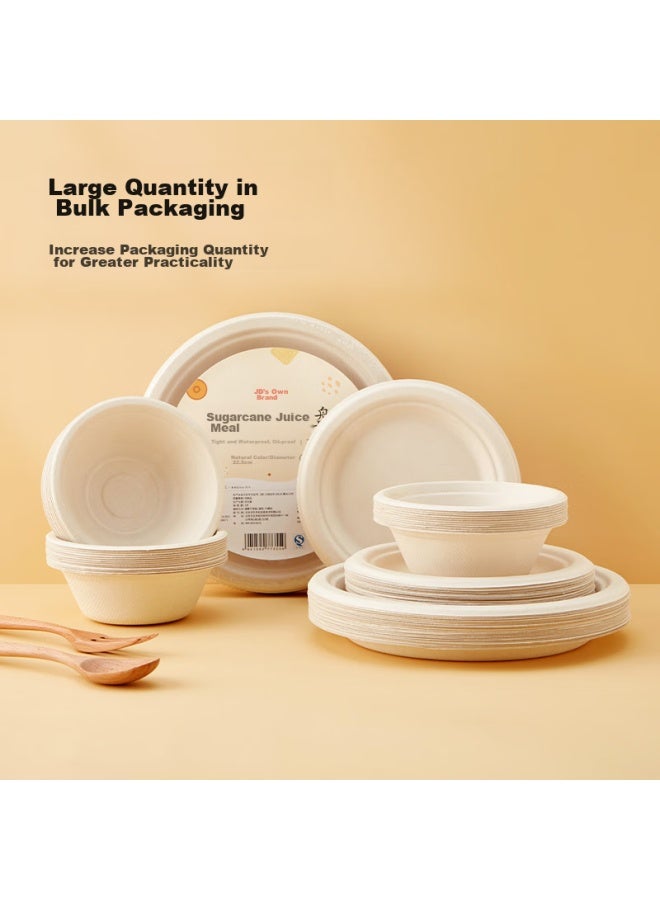 JD.com Jd Jingzao Disposable Plates Bowls And Tableware, Food-grade Barbecue Camping Sugarcane Pulp Paper Bowls 350ml - Image 5