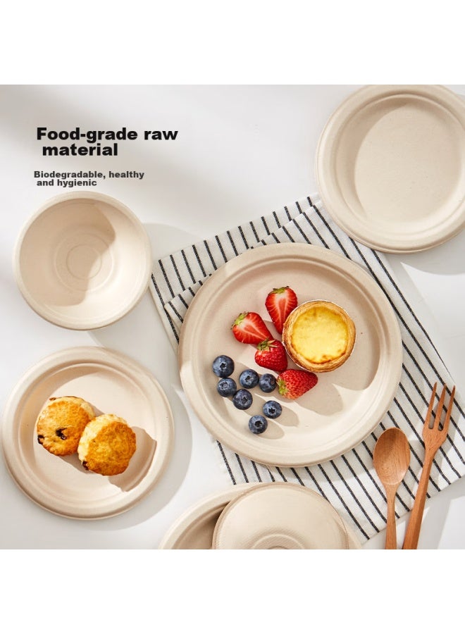 JD.com Jd Jingzao Disposable Plates Bowls And Tableware, Food-grade Barbecue Camping Sugarcane Pulp Paper Bowls 350ml - Image 1