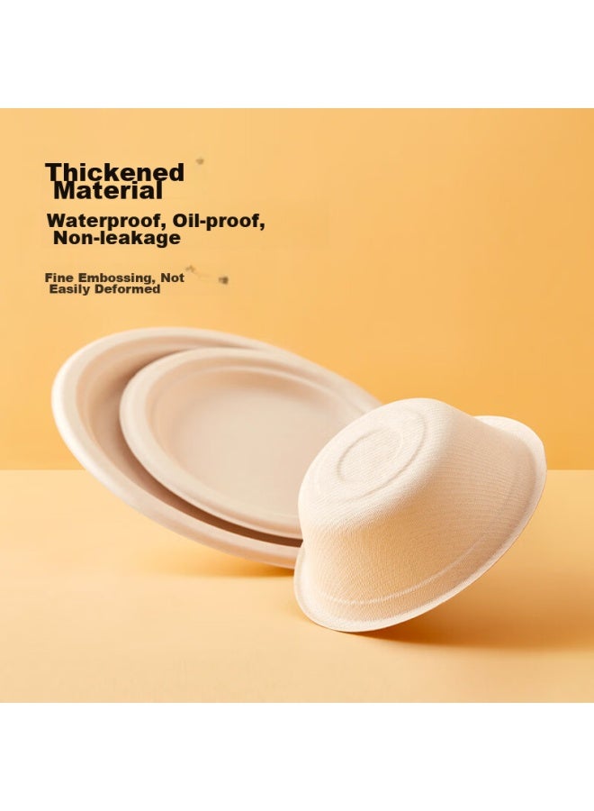 JD.com Jd Jingzao Disposable Plates Bowls And Tableware, Food-grade Barbecue Camping Sugarcane Pulp Paper Bowls 350ml - Image 2