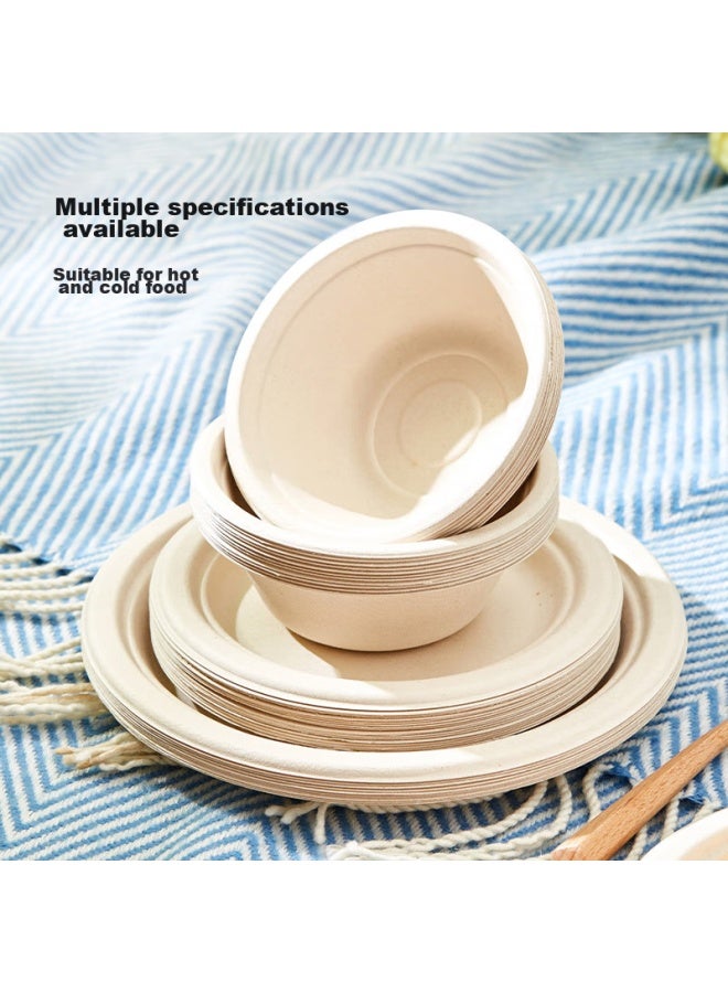 JD.com Jd Jingzao Disposable Plates Bowls And Tableware, Food-grade Barbecue Camping Sugarcane Pulp Paper Bowls 350ml - Image 4