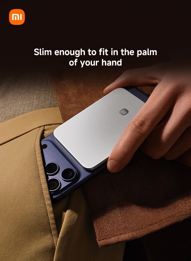 Xiaomi UltraThin Magnetic power bank，6mm thin，Ultra-Slim 5000mAh Battery pack，15W Max Ultra-Fast MagSafe-Compatible Portable Charger，metal body，For iPhone 17/16/15/14/13/12，xiaomi 15/14/13/12，samsung S25/S24/S23 Silver - Image 3