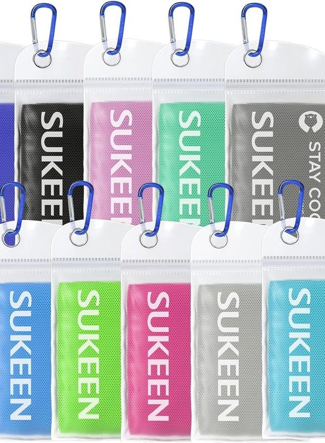 Sukeen Cooling Towel Instant Evaporative Cooling,Snap Cooling Towel for Sports,Yoga,Golf,Gym,Neck,Workout and More(40”x 12”) (10pack Color Mix-1) - Image 1
