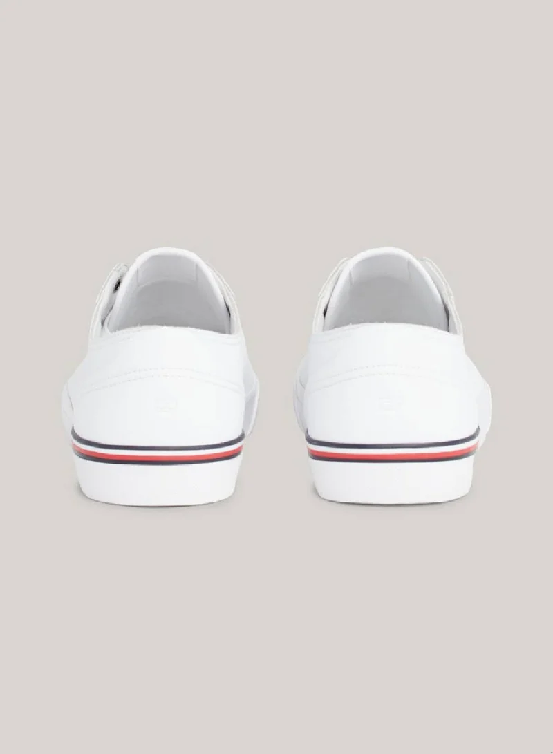TOMMY HILFIGER Men's Signature Trim Logo Trainers -  Leather mix upper, White