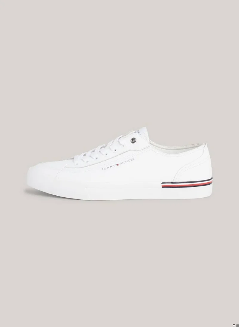 TOMMY HILFIGER Men's Signature Trim Logo Trainers -  Leather mix upper, White