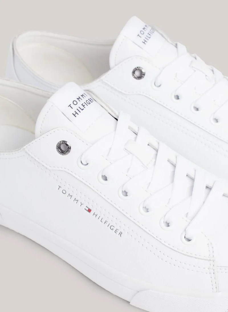 TOMMY HILFIGER Men's Signature Trim Logo Trainers -  Leather mix upper, White