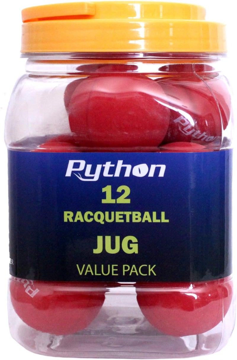 Python Racquetball Python Red Racquetballs (Value Pack - 12 Ball Jug/Lightning Fast!) - Image 1